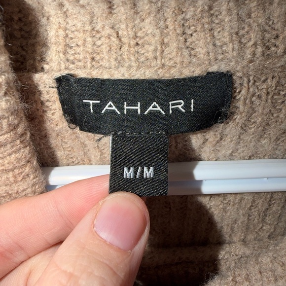 Woman’s Wool Tahari Tan Cowl Neck Sweater - Picture 3 of 6